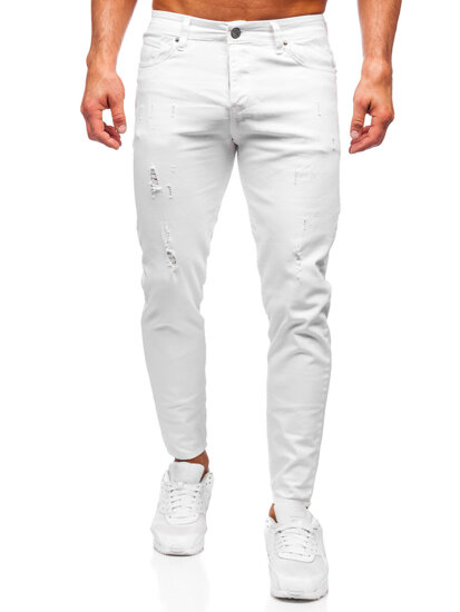 Бели мъжки дънкови панталони slim fit Bolf 5876