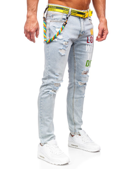 Сини мъжки дънки slim fit с колан Bolf KX1151