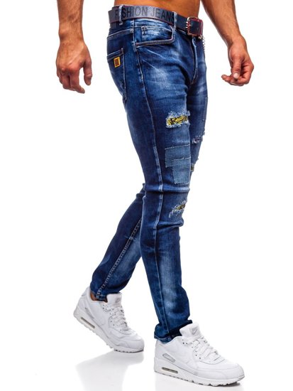 Тъмносини мъжки дънки slim fit Bolf с колан 80034W0