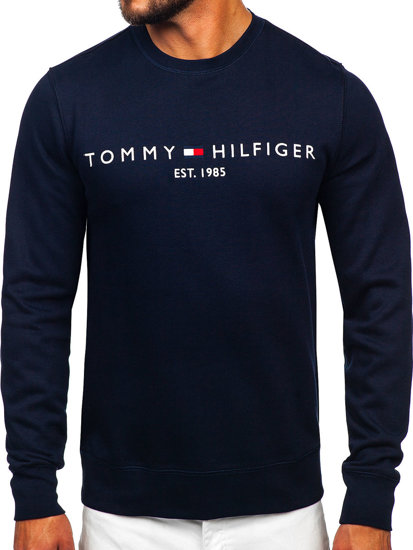 Тъмносин мъжки суитчър без качулка с принт Tommy Hilfiger MW0MW11596