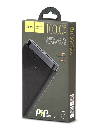 Черно преносимо зарядно 10000mAh  J15