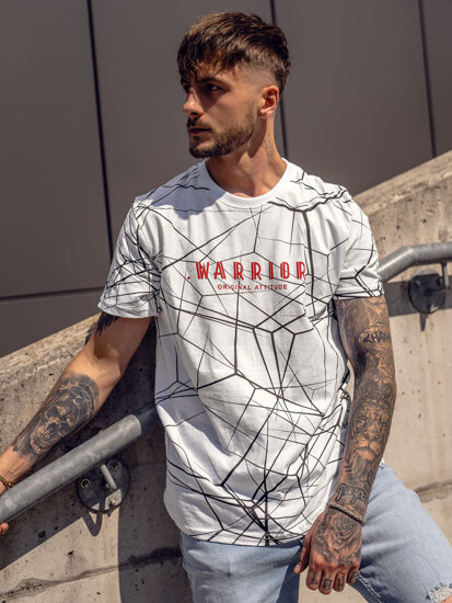 Biały t-shirt męski z nadrukiem Bolf SS10935