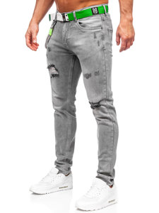 Графитени мъжки дънки slim fit с колан Bolf KX953