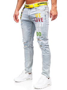 Сини мъжки дънки slim fit с колан Bolf KX1151