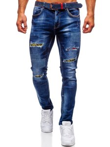 Тъмносини мъжки дънки slim fit Bolf с колан 80034W0