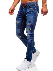 Тъмносини мъжки дънки slim fit Bolf с колан 80034W0