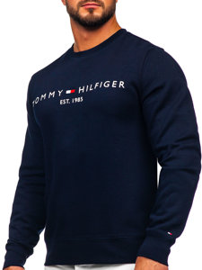 Тъмносин мъжки суитчър без качулка с принт Tommy Hilfiger MW0MW11596