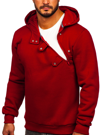 Мъжки суитшърт с качулка в цвят бордо Bolf 06