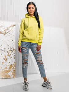 Дамски жълто-неонов суичър кенгуру Bolf W02A1