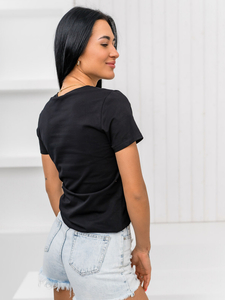 Черна дамска тениска с апликация Bolf 96T615