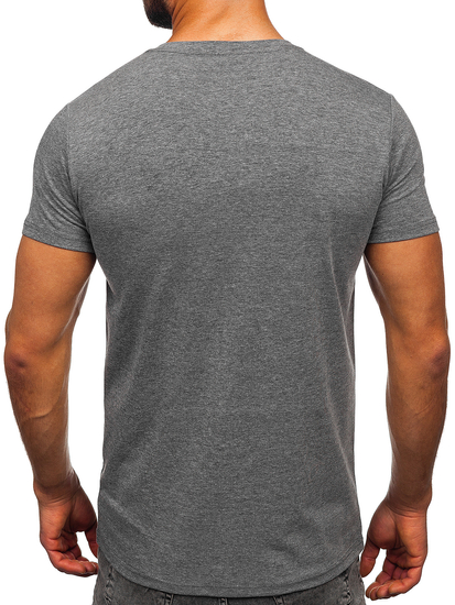 Графитена мъжка тениска с камуфлажен принт и джобче Bolf 8T85