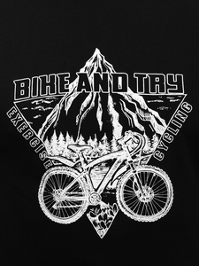 Черна памучна мъжка тениска с щампа Bolf MPO3557