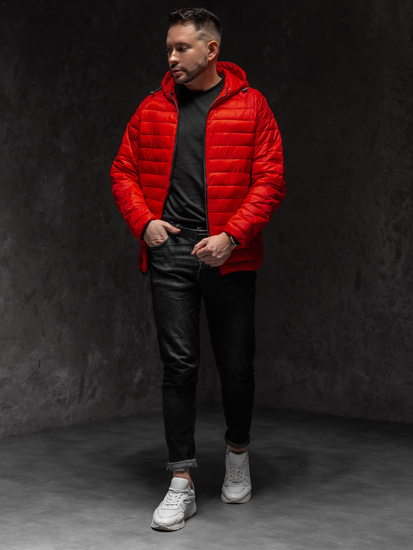 Червено мъжко ватирано демисезонно яке Bolf 13021A1