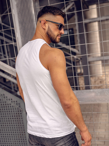 Бял мъжки потник с принт Bolf 14853A