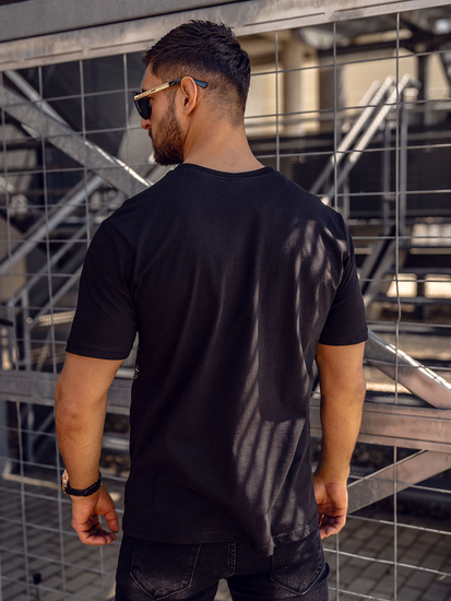 Черна мъжка тениска с принт Bolf KS2525TA