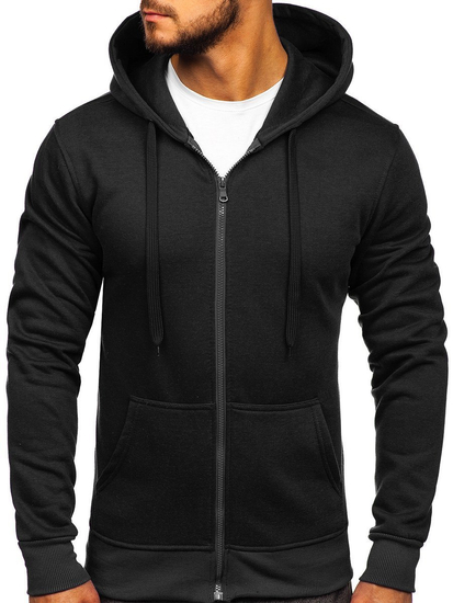 Мъжки суитшърт с качулка черен Bolf 2008