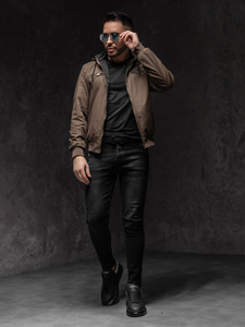 Мъжко демисезонно памучно яке в цвят каки Bolf 84M3010A1