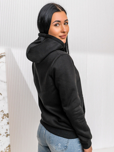 Дамски черен суичър тип кенгуру Bolf W02A1