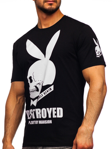 Черна мъжка тениска с принт Bolf 192368