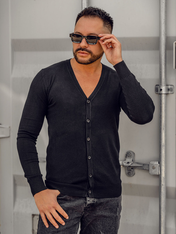 Черна мъжка жилетка с цип Bolf YY06A