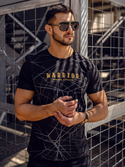 Черна мъжка тениска с щампа Bolf SS10935A