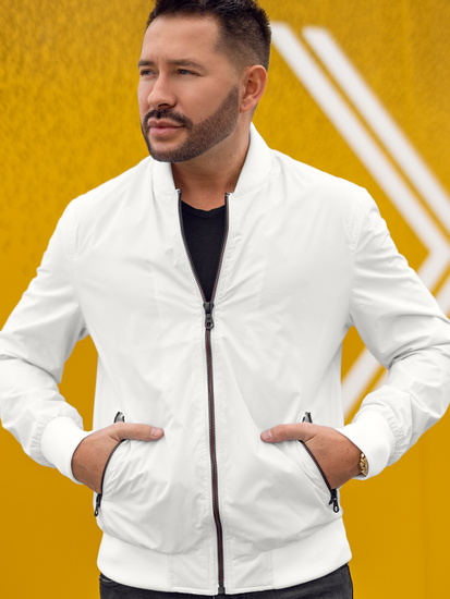 Бяло мъжко преходно яке бомбър Bolf 7116A