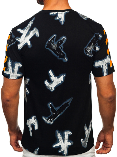 Черна памучна мъжка тениска с щампа Bolf MPO3471