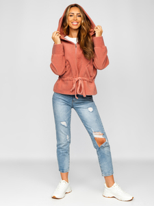 Дамско късо яке с качулка розово Bolf 9320