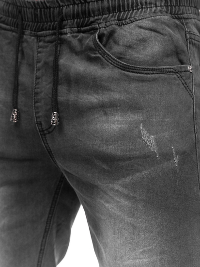 Черни мъжки къси дънкови панталони Bolf K15010-2