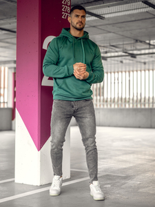 Мъжко тъмно зелено кенгуру худи Bolf 2009A
