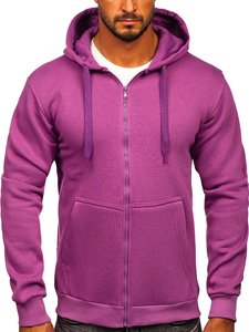Виолетов плътен мъжки суитшърт с качулка и цип Bolf 2008