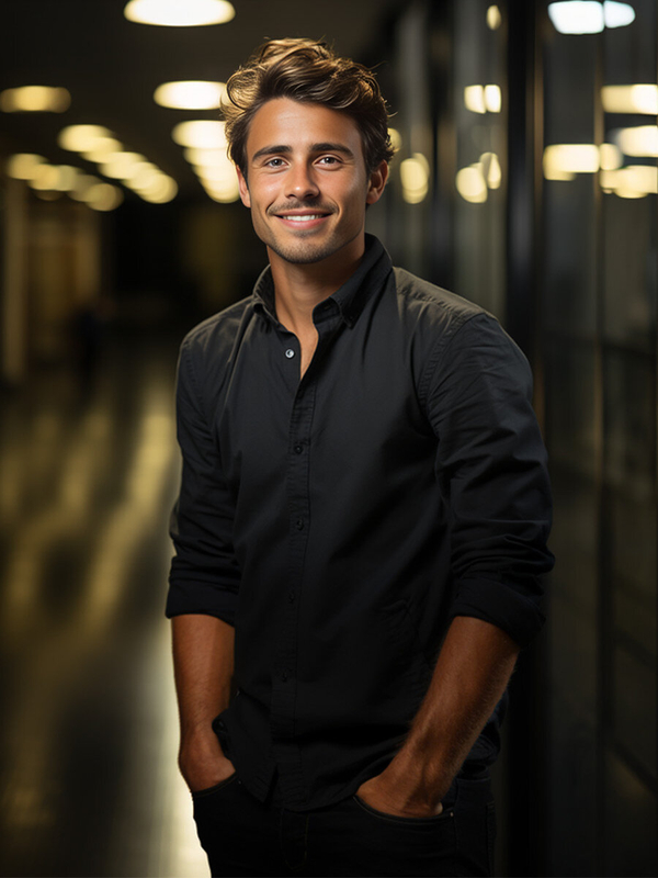 Черна елегантна мъжка риза с дълъг ръкав Bolf 1703A2