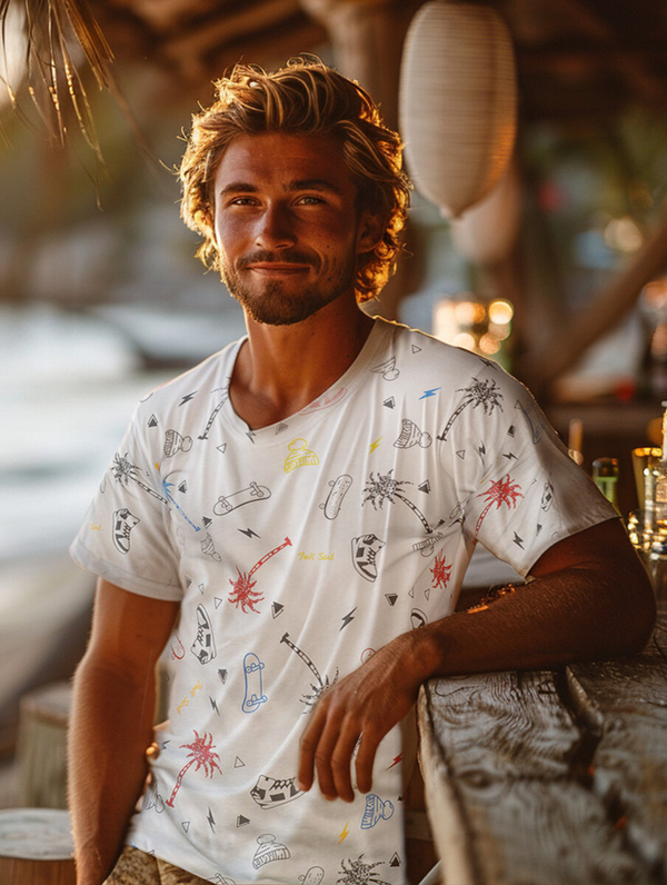 Бяла мъжка тениска с щампа Bolf 1150A2