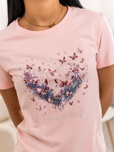 Розова дамска тениска с щампа Bolf 95T2523