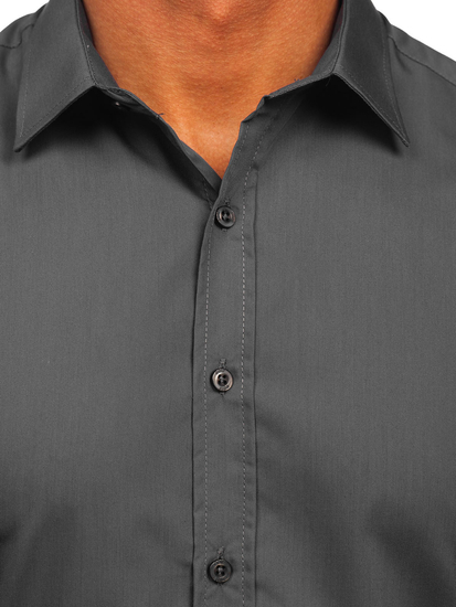 Светъл графитена елегантна мъжка риза с дълъг ръкав Bolf 1703