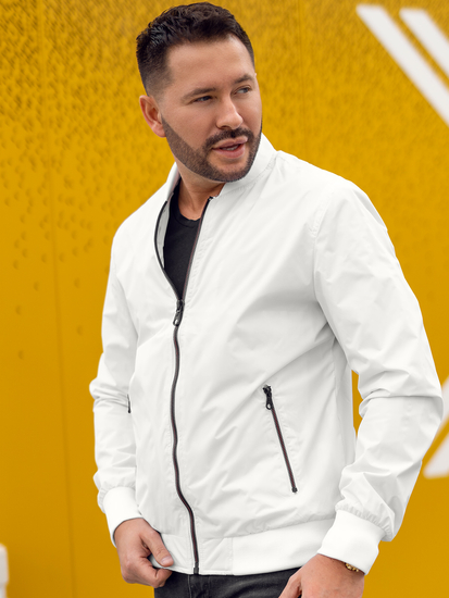 Бяло мъжко преходно яке бомбър Bolf 7116A