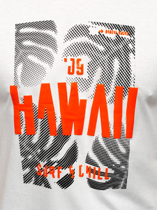 Бяла памучна мъжка тениска с щампа Bolf MPO3497