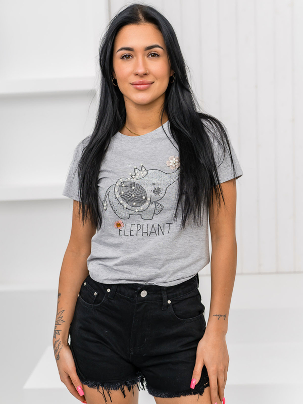 Сива дамска тениска с апликация Bolf 96T625