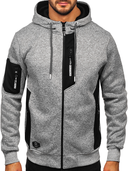 Сив мъжки суичър-яко с качулка Bolf TC1211