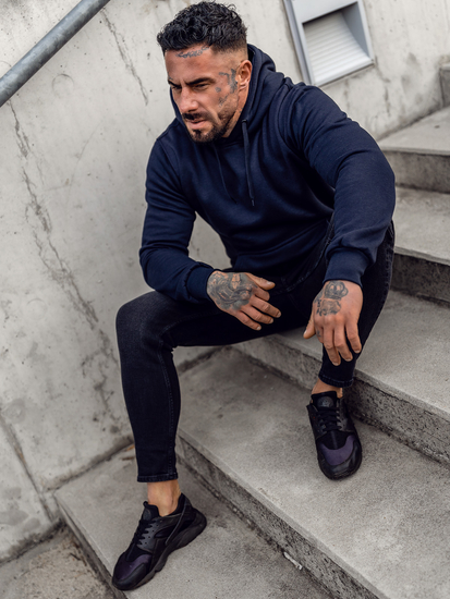 Мастиленосин мъжки суитшърт с качулка с джоб тип кенгуру Bolf 2009A