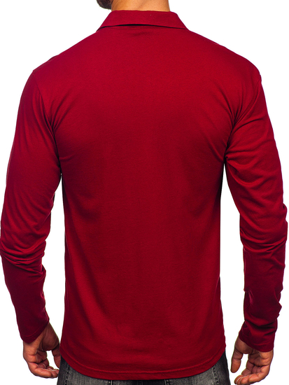 Мъжка памучна тениска с дълъг ръкав в бордо Bolf 5119
