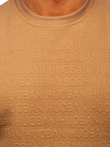 Бежов мъжки суитшърт без качулка и с принт Bolf LJ0599