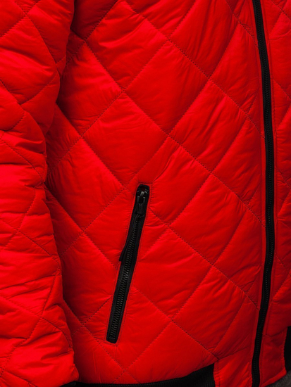 Червено преходно мъжко капитонирано яке тип бомбър Bolf MY-01A