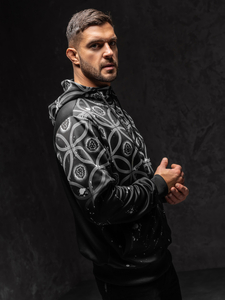 Черен мъжки суичър с цип и качулка Bolf 27B8122A1