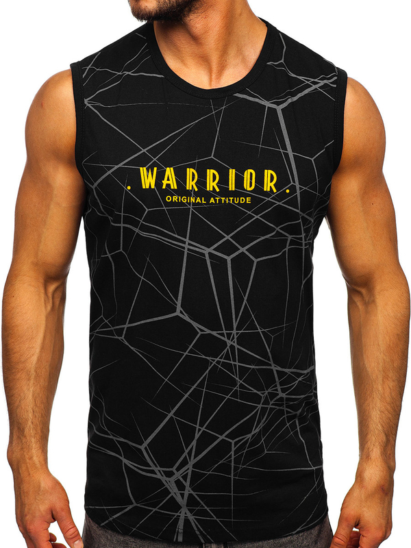 Черен мъжки потник с принт Bolf 14813