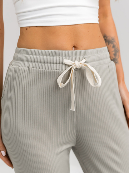 Зелен широк дамски панталон от плат Bolf W7958