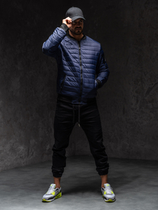 Тъмносиньо демисезонно мъжко ватирано бомбър яке Bolf MY-02A1