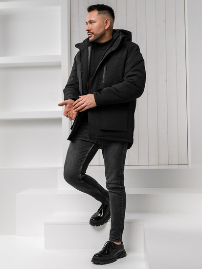 Черно мъжко зимно яке тип парка Bolf 22M323A1