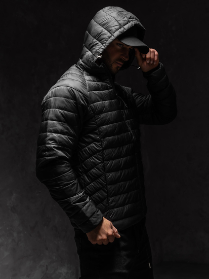 Мъжко демисезонно ватирано яке в черен цвят Bolf 58M13021A1