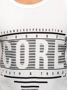 Бял мъжки потник tank top с принт Bolf 14840